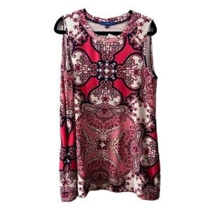 APT 9. Short Sleeve Paisley Geometric Print Size XL Pocket Dress